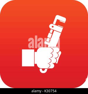 Hacksaw in man hand icon digital red Stock Vector