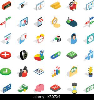 Transaction icons set, isometric style Stock Vector