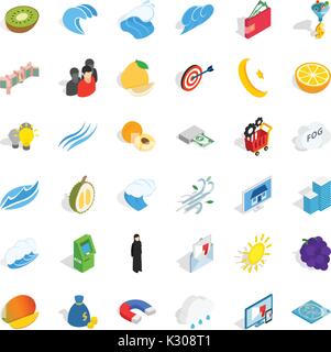 Universal icons set, isometric style Stock Vector