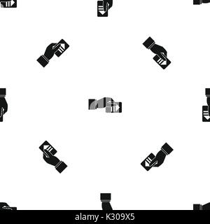 Hand with parking ticket pattern seamless black Stock Vector