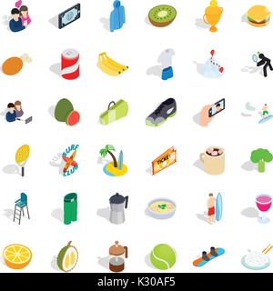 Vigorous icons set, isometric style Stock Vector