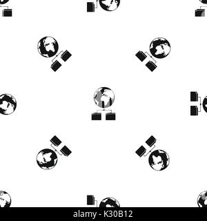 Planet and two folders pattern seamless black Stock Vector