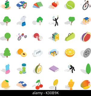 Vitality icons set, isometric style Stock Vector