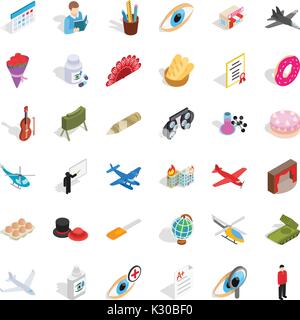 Vocation icons set, isometric style Stock Vector