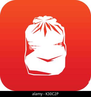 Black trash bag icon digital red Stock Vector