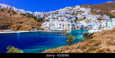 Unique traditional islands of Greece - picturesque Astypalea (Astipalaia) in Dodecanese. View of beautiful Chora village Stock Photo