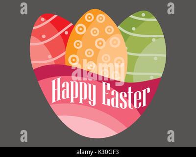 Happy Easter, Easter eggs on a black background. Vector illustration Stock Vector