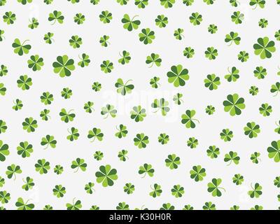 St. Patrick's day. Seamless pattern with clover on a white background. Vector illustration Stock Vector
