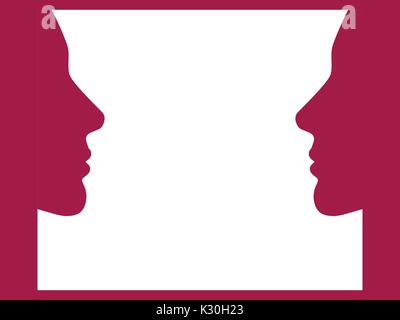 Face to face. Women face, look at each other. Vector illustration Stock Vector