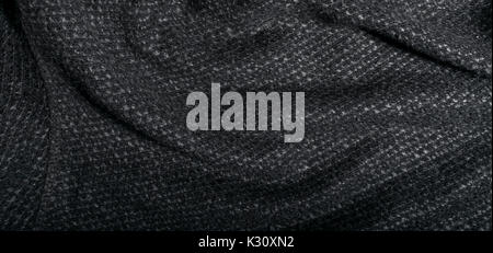 Rough cotton dark gray fabric background Stock Photo