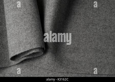 Gray wool fabric, textile with patterns background Stock Photo