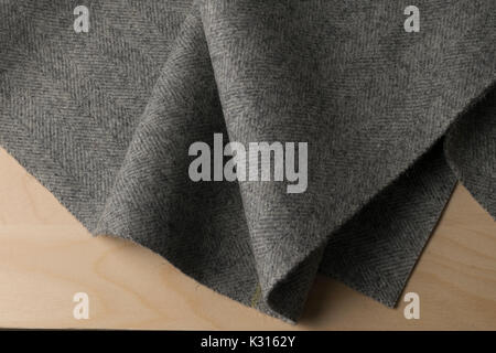 Gray wool fabric, textile with patterns background Stock Photo