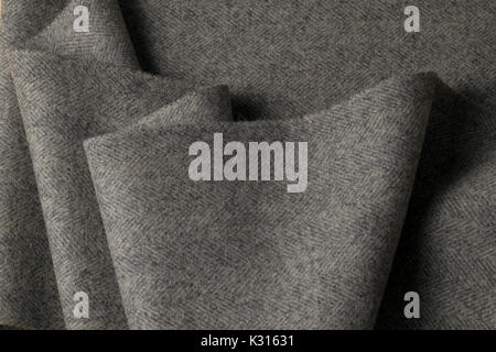 Gray wool fabric, textile with patterns background Stock Photo