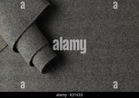 Gray wool fabric, textile with patterns background Stock Photo