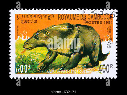 Postage stamp from Cambodia depicting a mesonyx Stock Photo