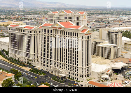 Las Vegas, Nevada - May 24, 2014: Aerial view of Caesar's Palace, Las Vegas, Nevada. Stock Photo