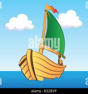 Colorful Boat Illustration for kid book - Vector Illustration Stock Vector