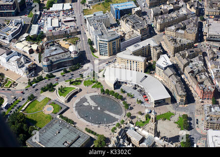 An aerial view of Bradford City Centre, West Yorkshire, Northern England, UK Stock Photo