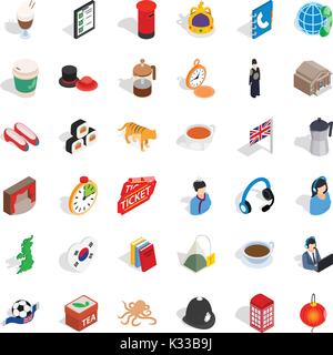 Welness icons set, isometric style Stock Vector