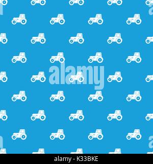 Tractor pattern seamless blue Stock Vector