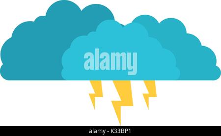 clouds with lightnings in colorful silhouette on white background Stock Vector