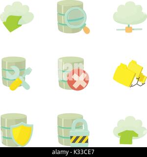 Big data icons set, cartoon style Stock Vector