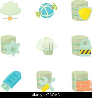 Safe storage icons set, cartoon style Stock Vector