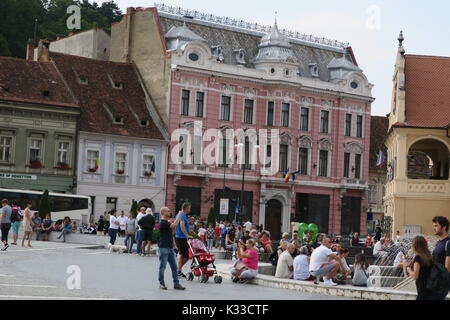 Brasov, administrative center of Brasov country, has lots old Gothic houses, well-kept, popular tourist destination. Stock Photo