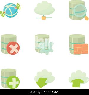 Storage interface icons set, cartoon style Stock Vector