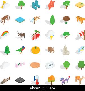 Animal icons set, isometric style Stock Vector