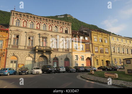 Brasov, administrative center of Brasov country, has lots old Gothic houses, well-kept, popular tourist destination. Stock Photo