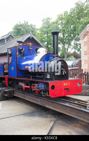 Norfolk  United Kingdom   August  21 2017: Narrow gauge railway train on turntable Stock Photo