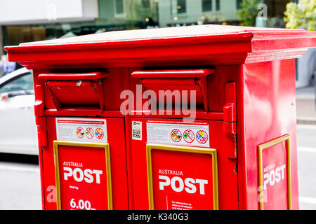 Traditional red Australia post mail box in the Rocks area of Sydney,Australia Stock Photo