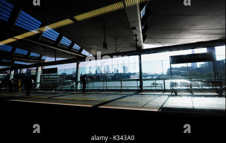 London UK 31 August 2017 - The ultra modern Blackfriars railway station with views over the River Thames and the City of London Stock Photo