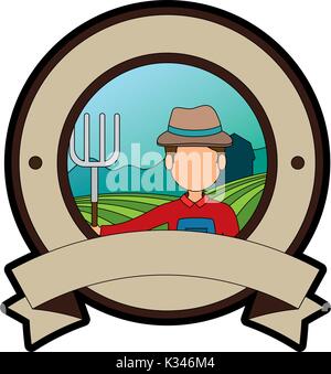 Male farmer sticker, job illustration vector Stock Vector Image & Art ...