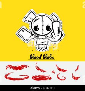 Halloween evil sewing bear Stock Vector