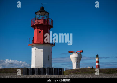 Winkie Lighthouse, Foghorn and main Lighthouse, Point of Ayre, Isle of Man. Stock Photo