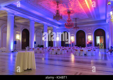 Luxurious interior of Romanian parliament. Stock Photo