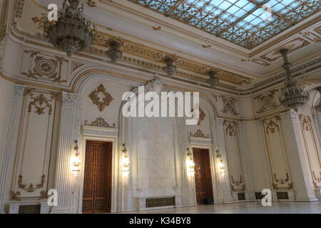 Luxurious interior of Romanian parliament. Stock Photo