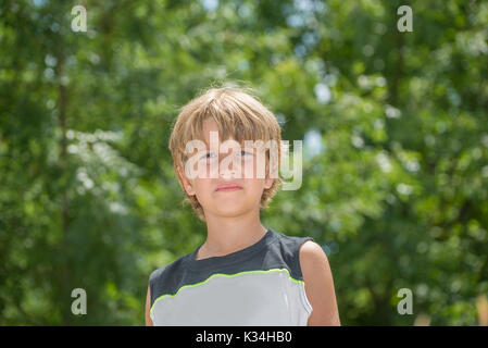 Portrait of an annoyed boy Stock Photo