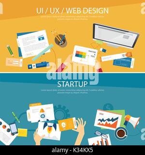 web design and startup concept flat design Stock Vector