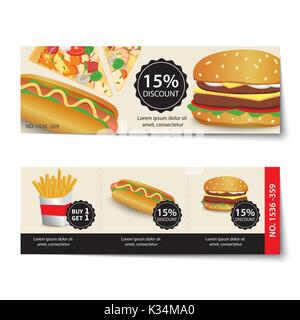 fast food coupon discount  template design Stock Vector