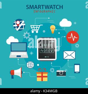 smart watch technology concept background Stock Vector