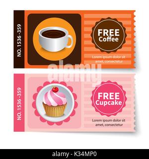 set of coffee and bakery coupon discount template design Stock Vector
