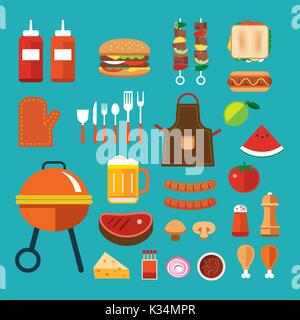 barbecue flat icon Stock Vector