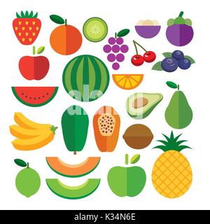 Fruits flat icon set Stock Vector Image & Art - Alamy