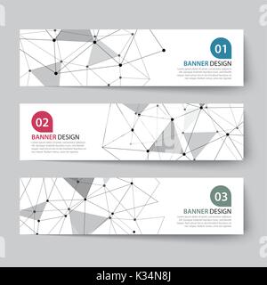 banners set with abstract wireframe Stock Vector