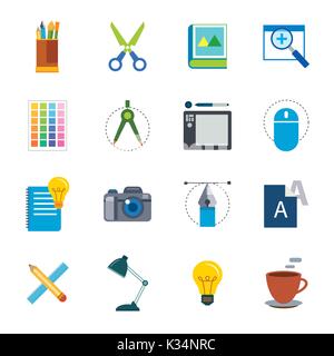 designer tool flat icon Stock Vector