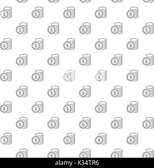 Unique digital money and coins seamless pattern with various icons and symbols on white background flat vector illustration Stock Vector