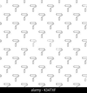 Unique digital paint rollers seamless pattern with various icons and symbols on white background flat vector illustration Stock Vector